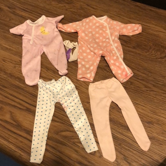 Large doll clothes bundle: nightgown, dress, tunic, cardigan, PJs, dress, tights - Picture 16 of 17